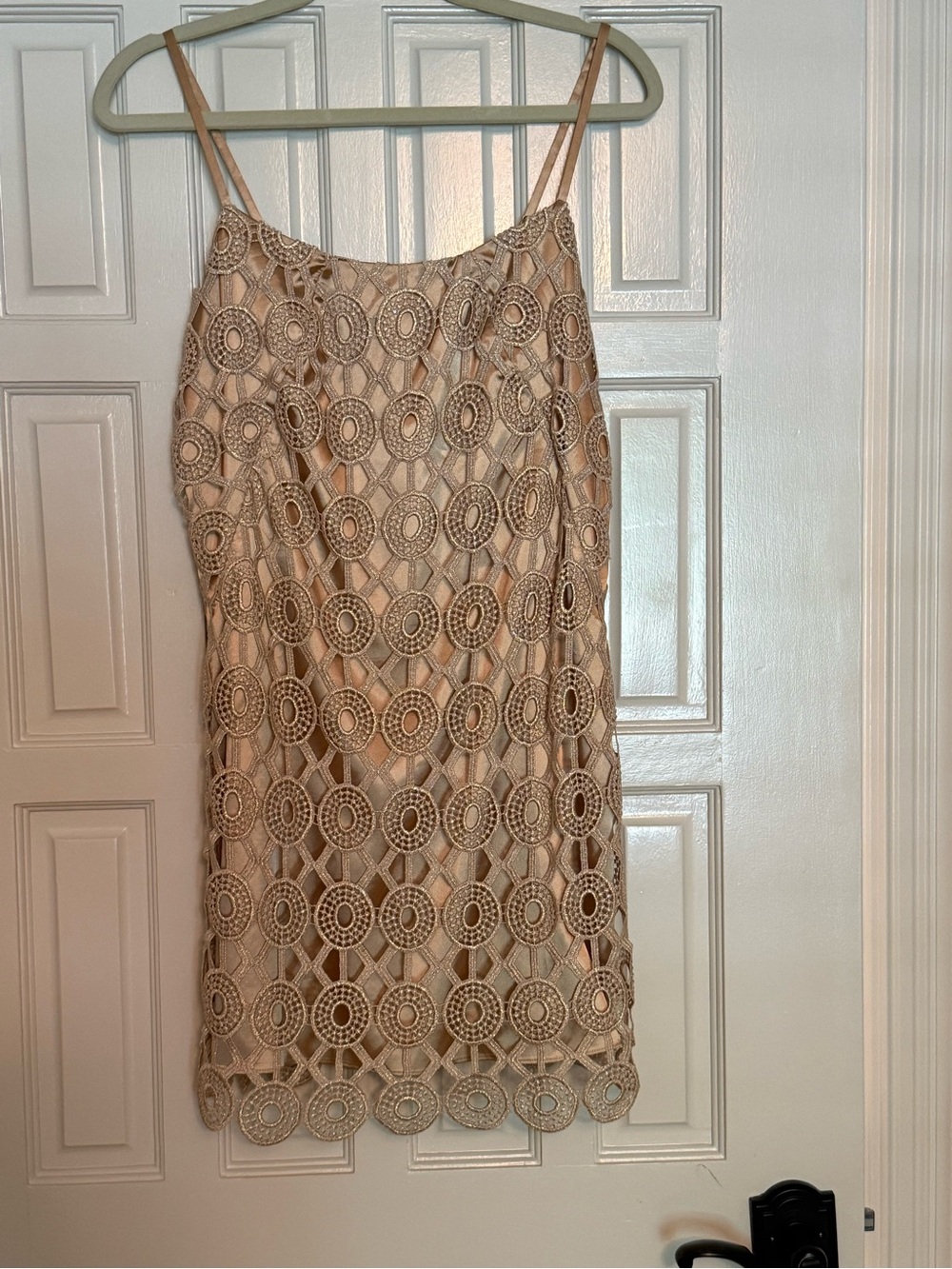 Lilly Pulitzer Gold Lace Sheath Dress - Women's Sleeveless Cocktail Dress - Picture 2 of 4